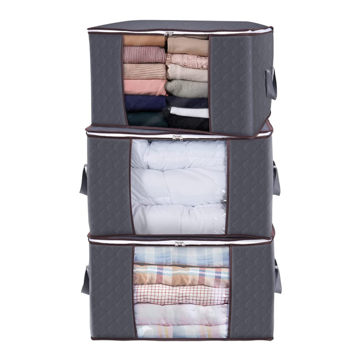 Sac De Rangement Vetement Sous Lit 90L, Lot De 6 Grand Pliable Boite  Rangement