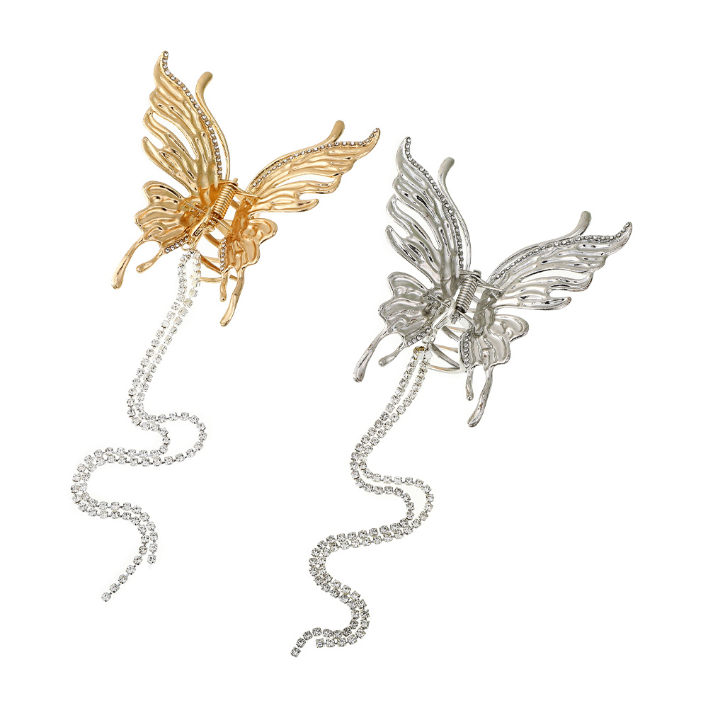 Stylish Butterfly Hair Claw With Rhinestone Crab And Flower Design - Metal  Enamel Hair Clips With Tassel For Women's Hair Accessories - Temu