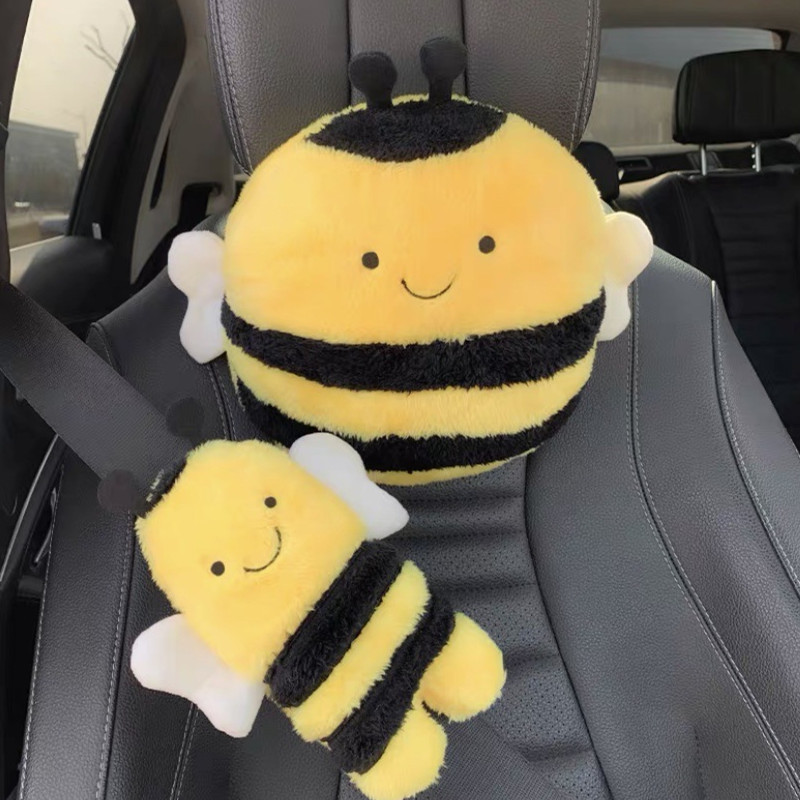 1Pc Car Headrest Pillow Cute Bee Neck Pillow For Car Seat Belt Cover