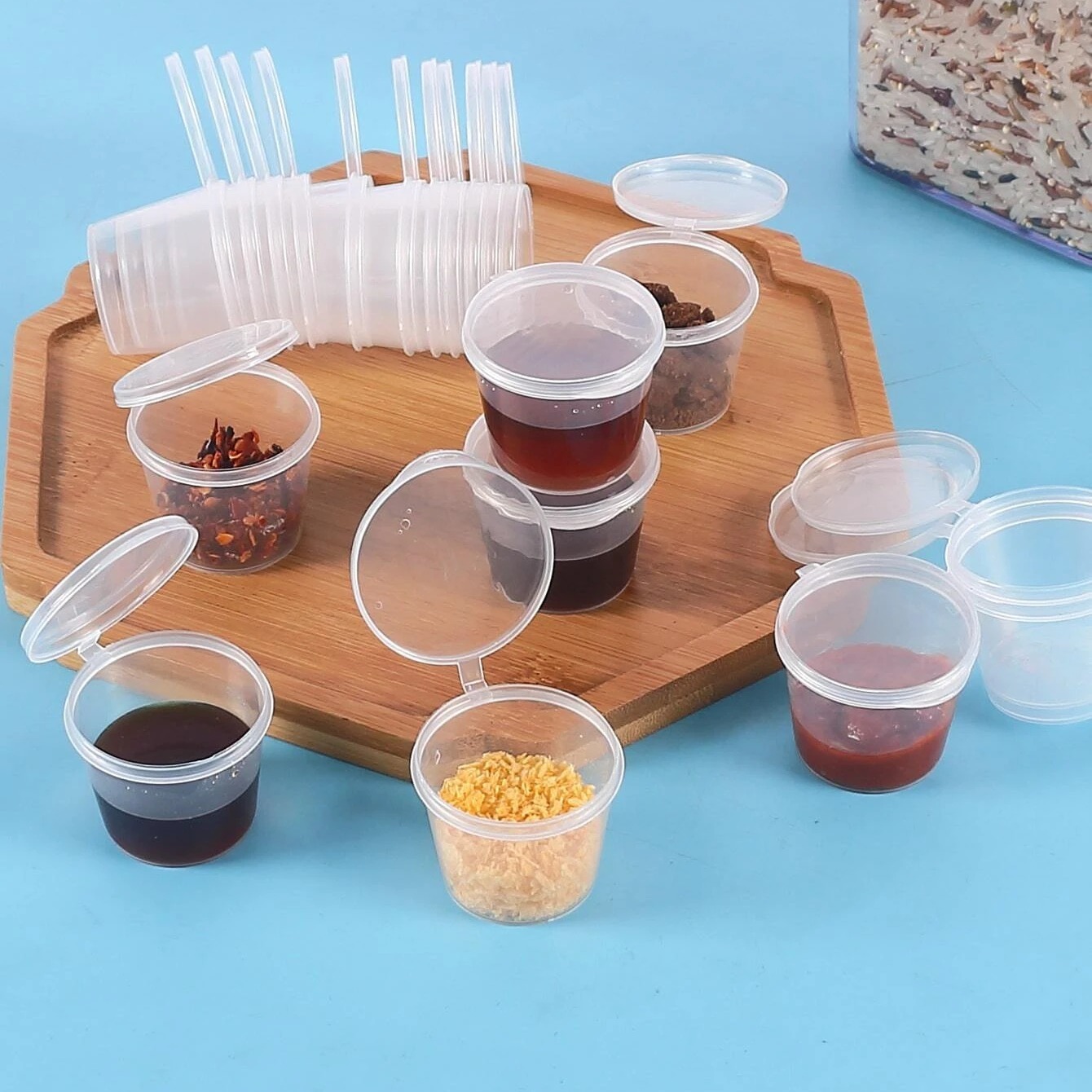 Clear Disposable Plastic Portion Cups Set With Lids, Small Mini Souffle Cups,  Pudding Shot Cups, Condiment And Dipping Sauce Cups - Temu