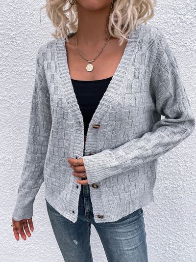 Women's Casual Solid Cardigan, V-neck Long Sleeve Cardigan For ...
