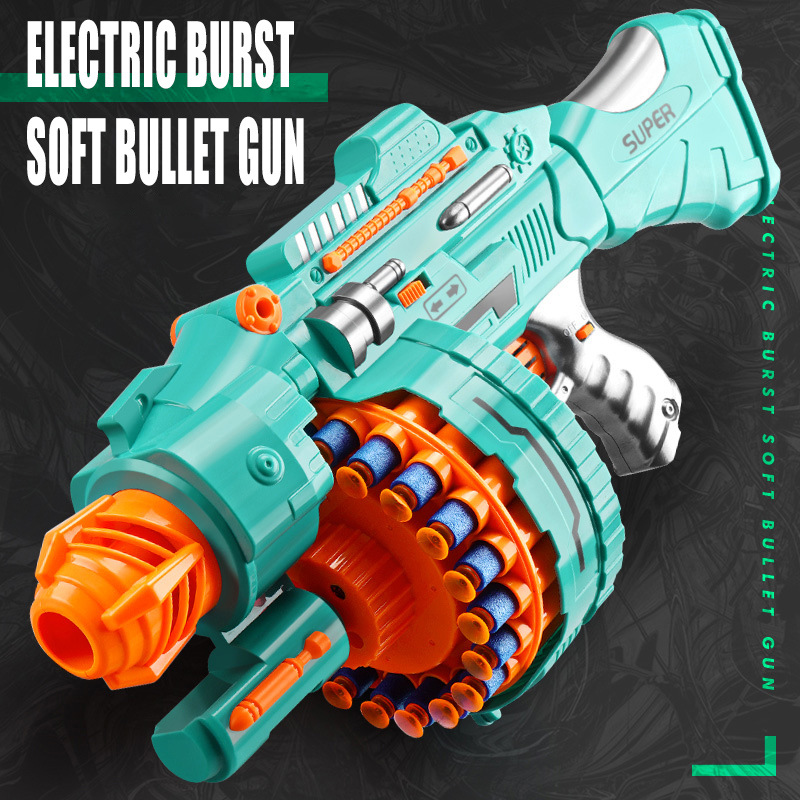 Nerf Guns Electric Toy Guns,Dinosaur Toy Gun,34 Burst Automatic Toys Guns  EVA Soft Bullet Wrist Blasting Soft Bullet Gun 40 Dart Drum Built-in  Rechargeable Battery