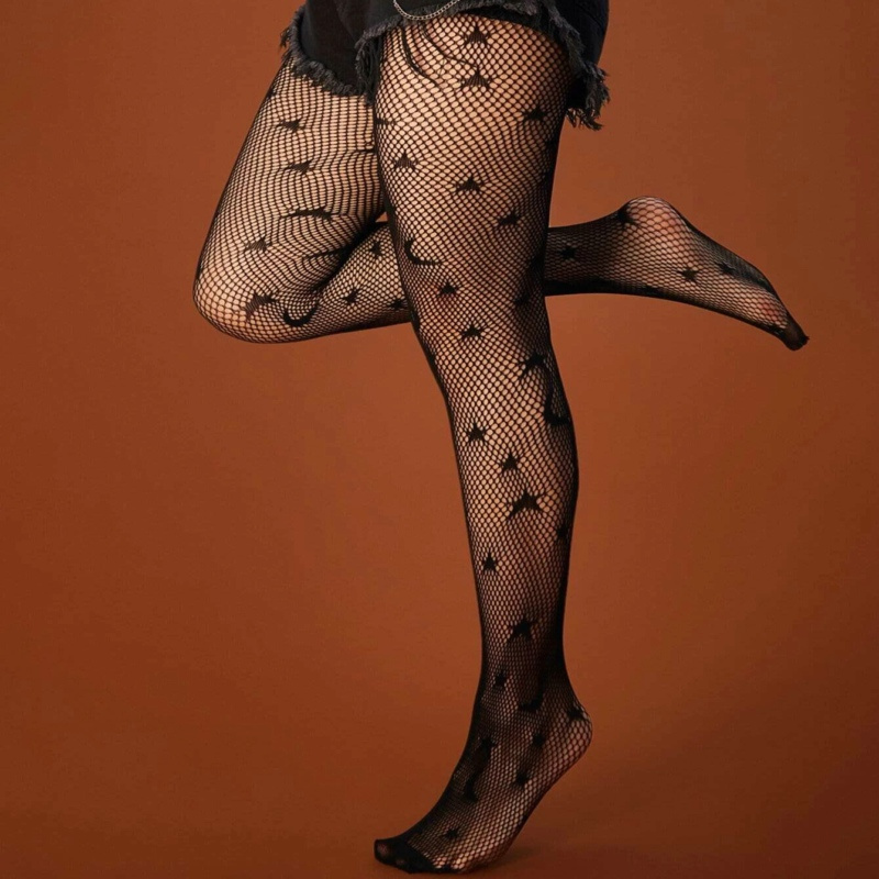Women's Fishnet Star & Moon Pattern Stockings Tights