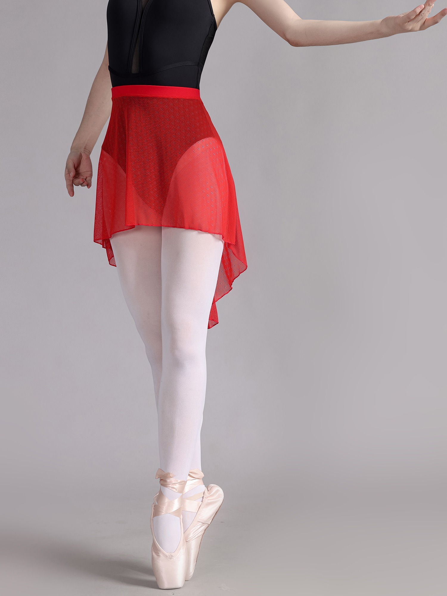 Falda de Ballet para mujer, Falda de baile de malla suave Irregular doblada  lateral, Falda corta translúcida para bailar