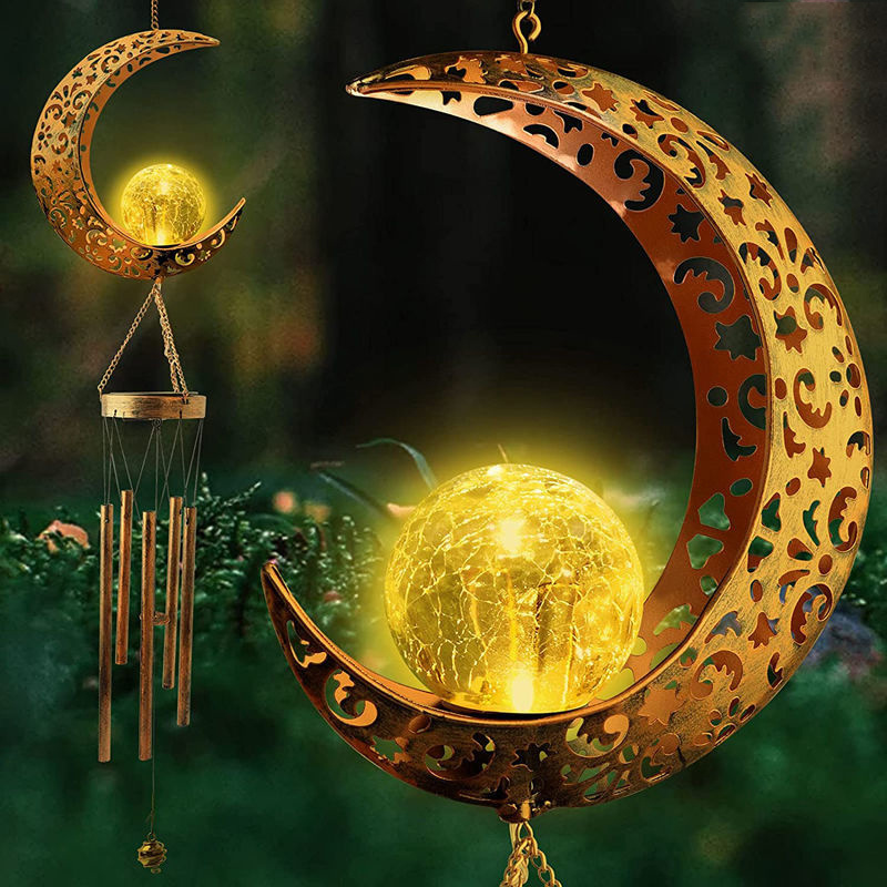 smart solar sun moon and stars wind chime and light