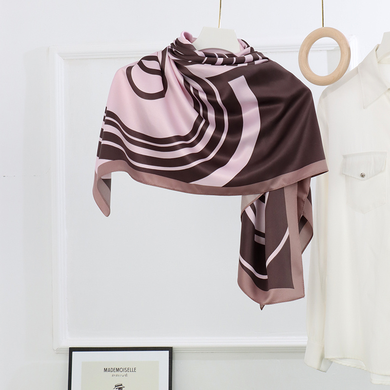 Matte Silk Print Circle Double Ring Scarf