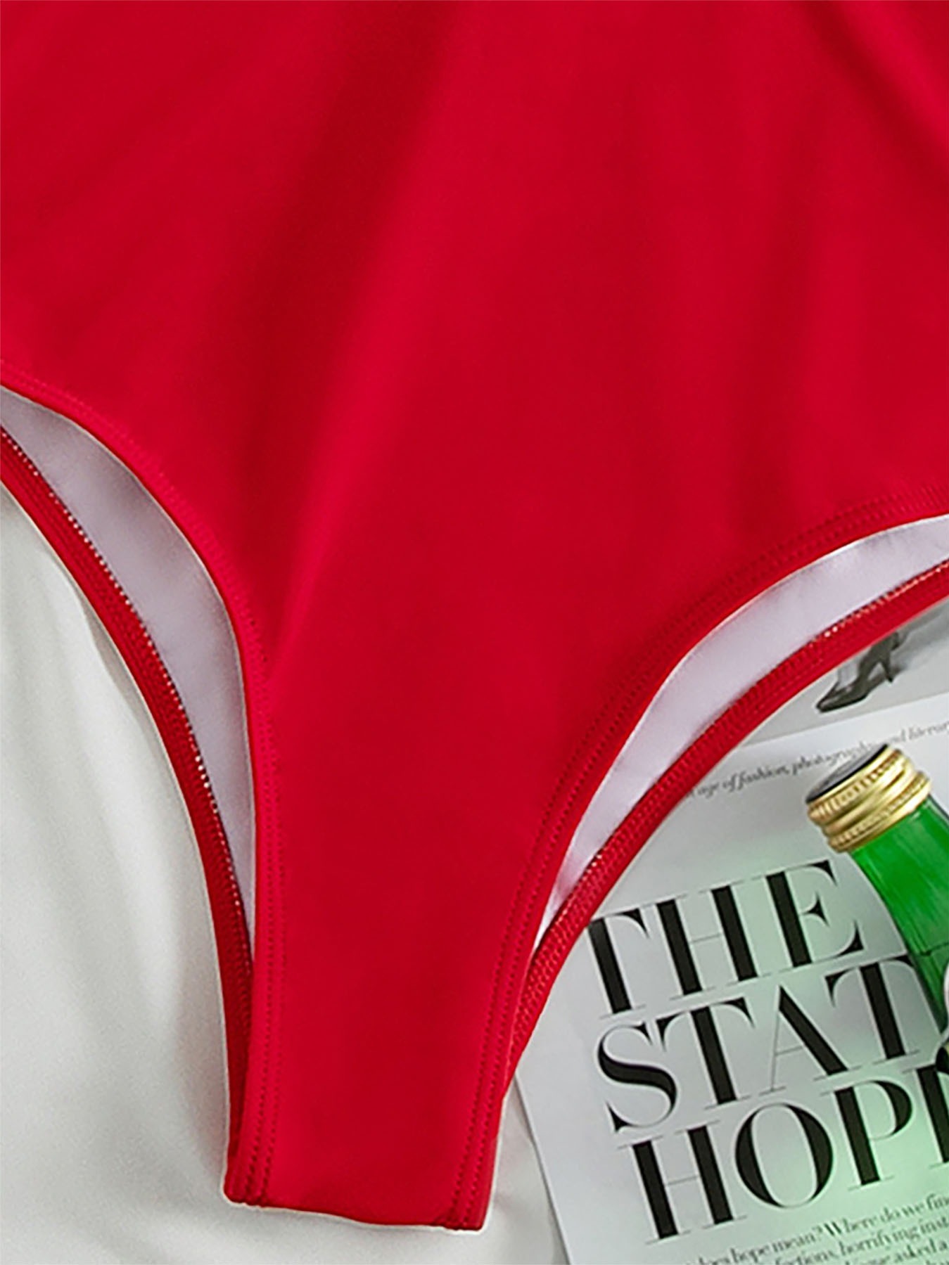 Women's Plain Halter One Piece Swimsuit, One Piece Bikini, High Cut