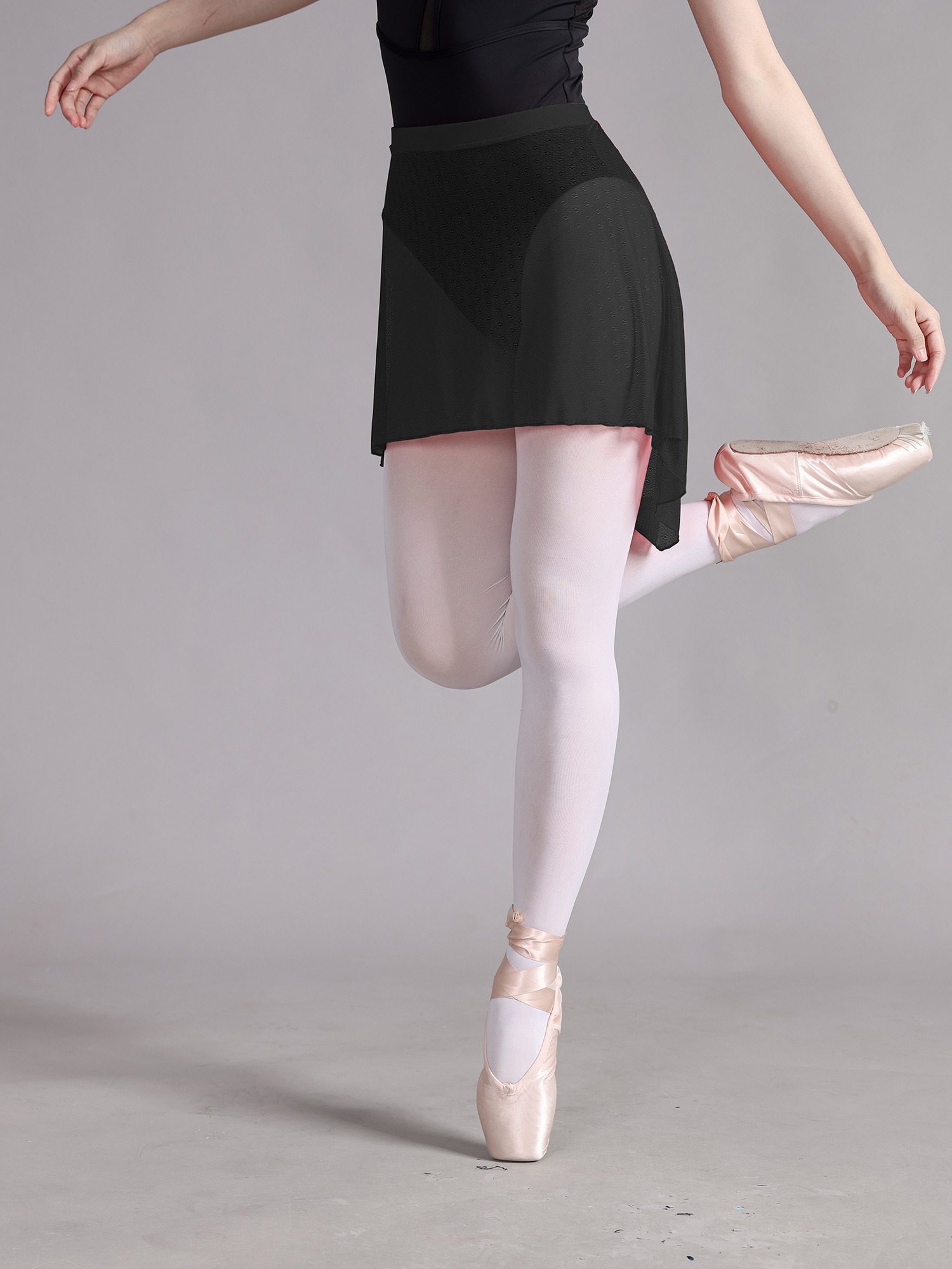 Falda de Ballet para mujer, Falda de baile de malla suave Irregular doblada  lateral, Falda corta translúcida para bailar