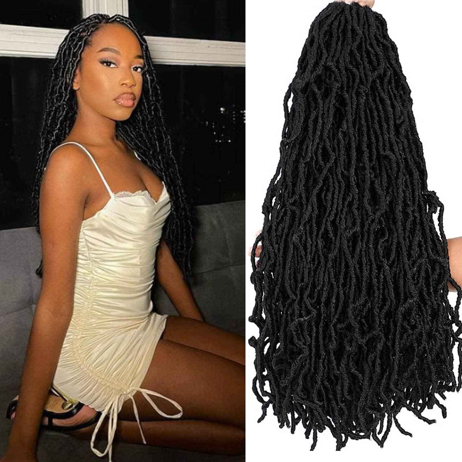  36 inch Soft Locs With Curly Ends 6 Packs Synthetic No -Extended  Super Long Faux Locs Crochet Hair Extesnions Pre Looeped New Crochet Locs  For Black Women (36 inch 6Packs