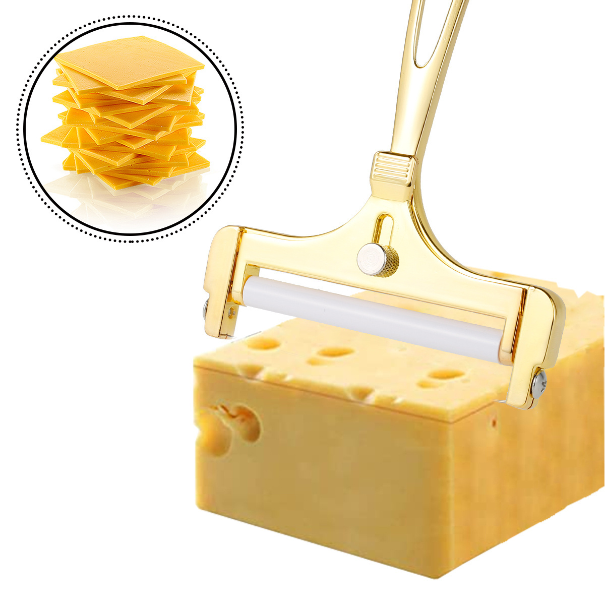 Cheese Slicer,Thick and Thin Cheese Cutter,Stainless Steel Cheese Butter  Slicer,with Plastic Handle,Original Double Wire Cutter Tool,Cheese Butter  Slicer,Cooking Baking Tools