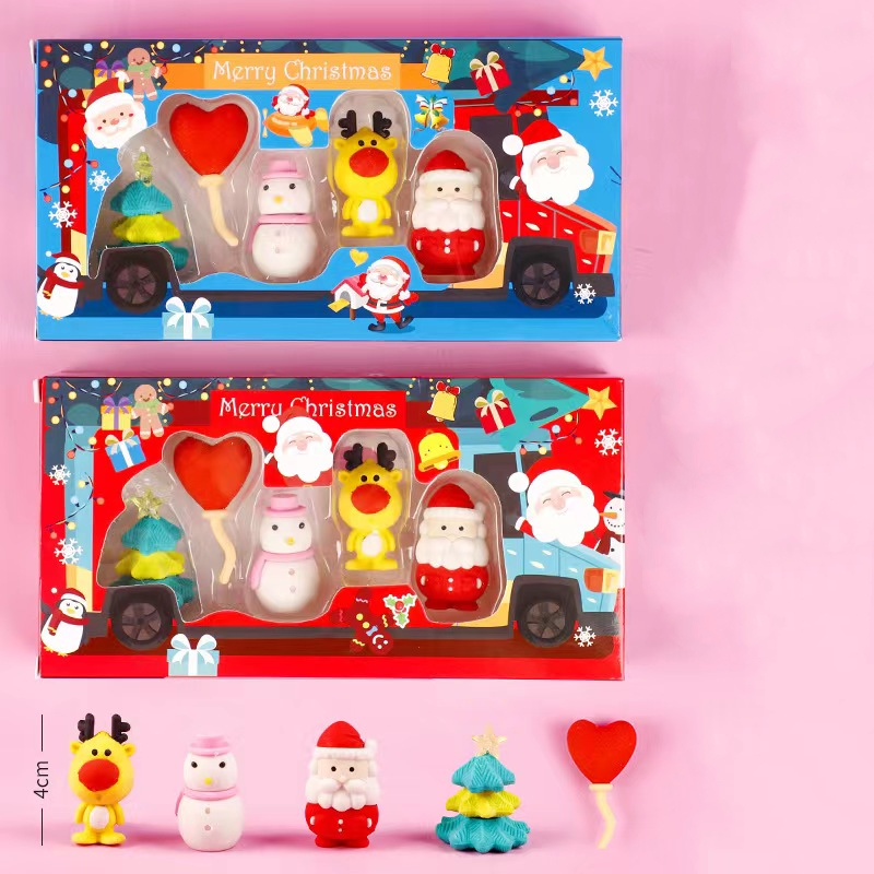 1pc Christmas Cartoon Eraser Set, Can Be Used As Gift, Souvenir