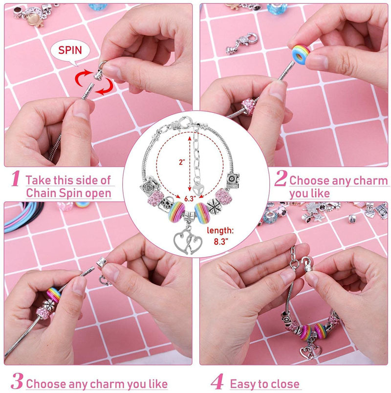 EFOSHM Kids Charm Jewelry Making Kit-DIY Pendant Jewelry Kit for Girls with 20 Necklaces, 4 Bracelets,Jewelry Craft Kit with Step-by-Step Instructions