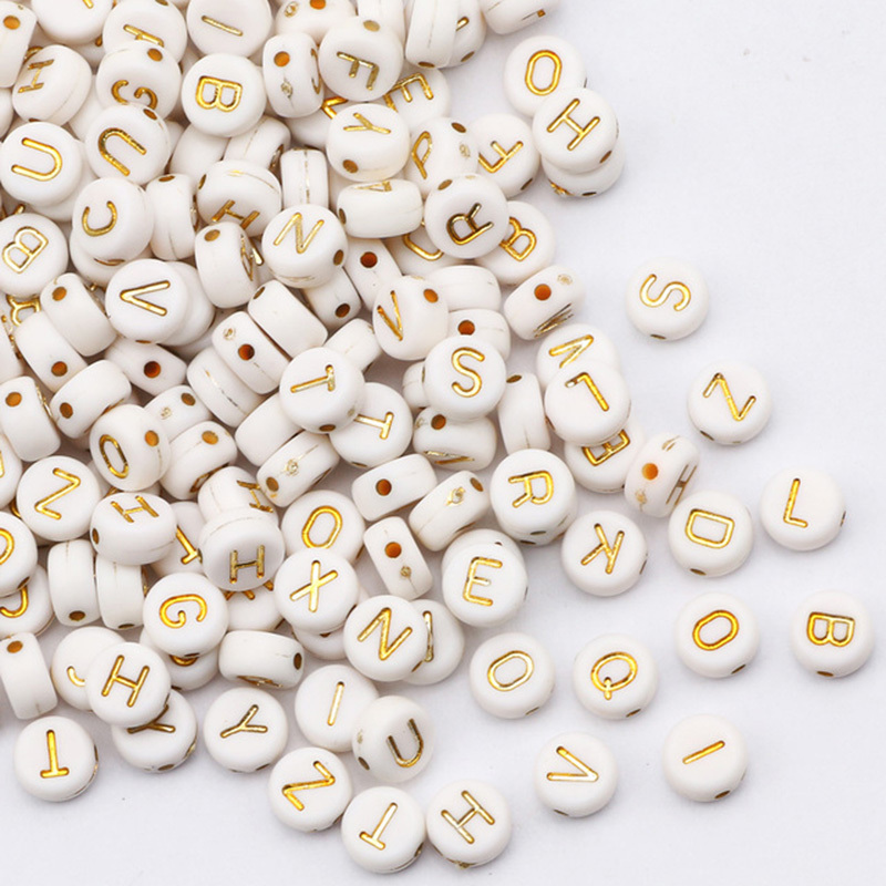 Acrylic Round Beads Washed Mixed White Color Letters Round - Temu