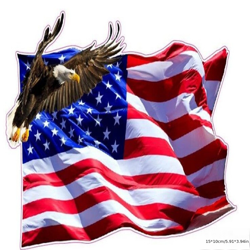 : Reflective American Flag Bald Eagle USA Made Decal