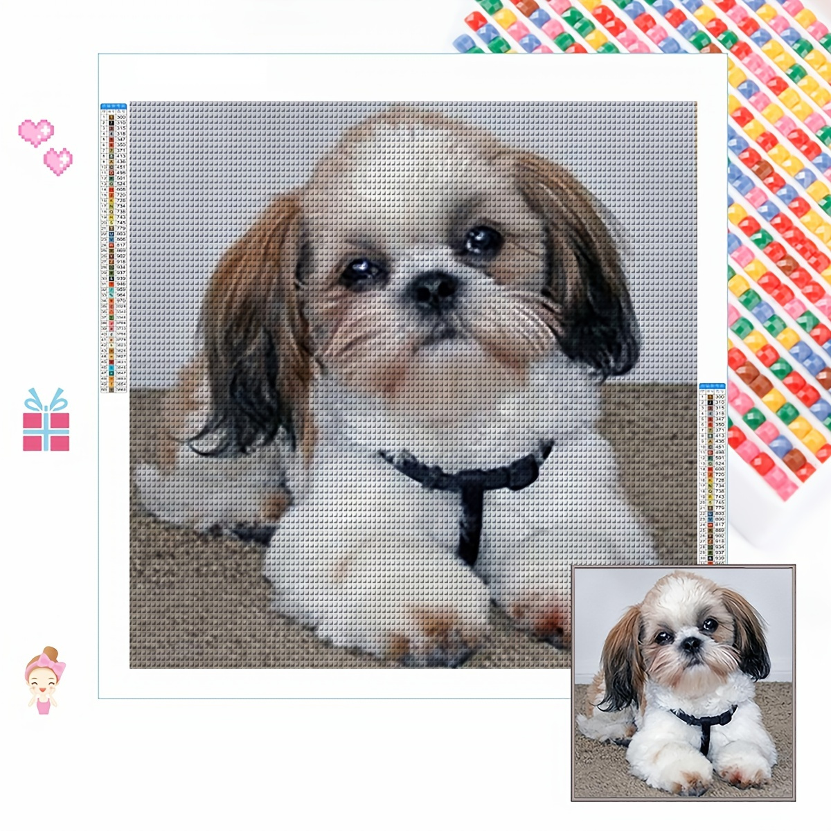 

1pc, Puppy Diamond Painting Kit - Diy Rhinestone Embroidery For Home And Office Decor