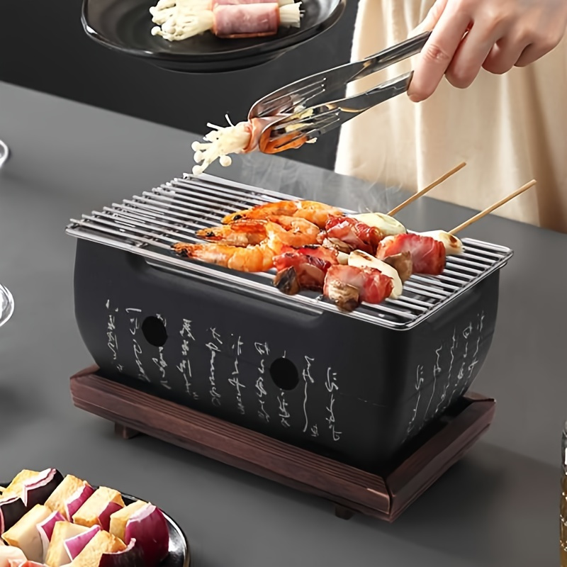 Omabeta Japanese BBQ Grill Oven Indoor BBQ Charcoal Grill Portable Tabletop Food Charcoal Stove Household Aluminium Alloy Cha