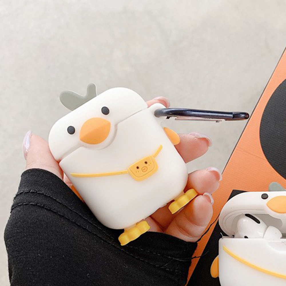 New 3D Cute Duck Earphone Case for Airpods 3 Pro Case Silicone Cartoon Dog  Cover for Apple Air Pods 2 Earbuds Earpods Cases Keychain