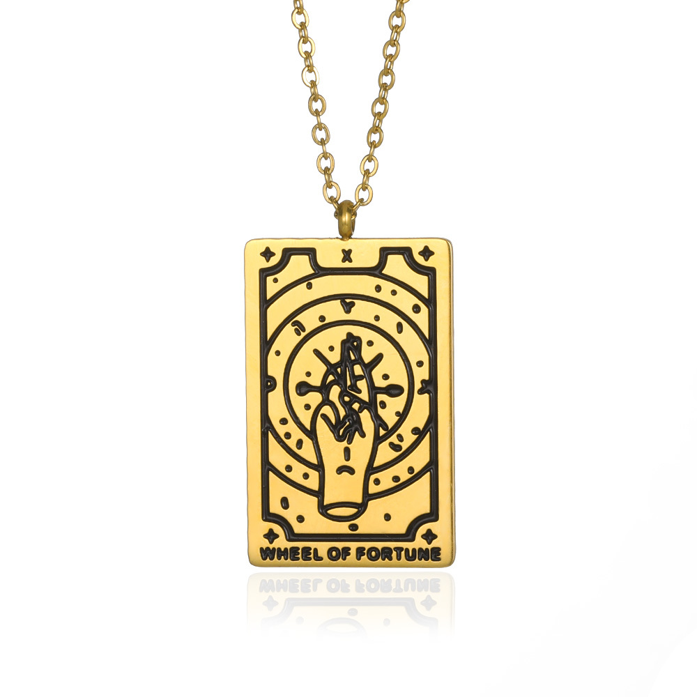 Stainless Steel Tarot Card Pendant Necklace 18k Gold Plated - Temu