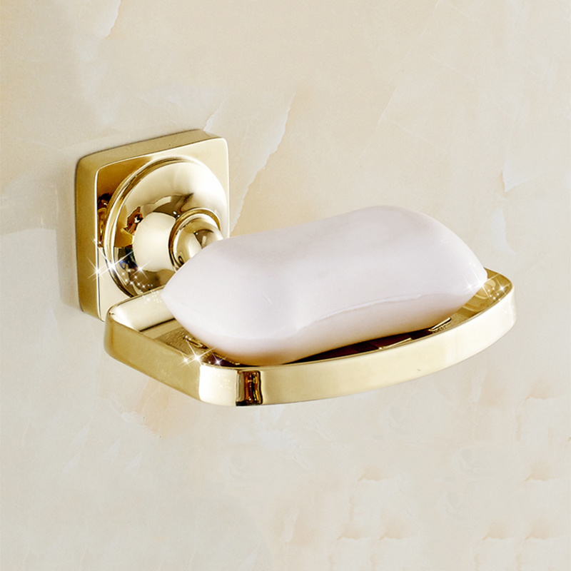Wall Mounted Gold Stainless Steel Bathroom Soap Dish Shower Shelf