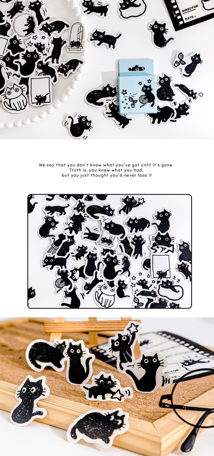 Kawaii Black Cat Anime Stickers For Scrapbooking Bullet - Temu