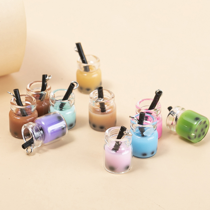 Mixed 3d Miniature Artificial Pearl Milk Tea Resin Charms - Temu