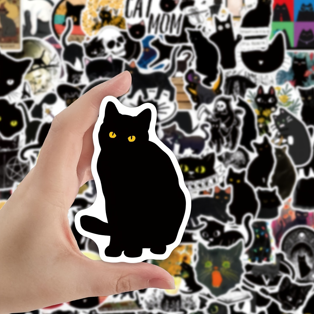 Cute Black Cat Stickers 810 Count Waterproof Black Cat Adhesive Sticker for Kids Birthday Decorations Party Goodie Gifts Bags School Game Class