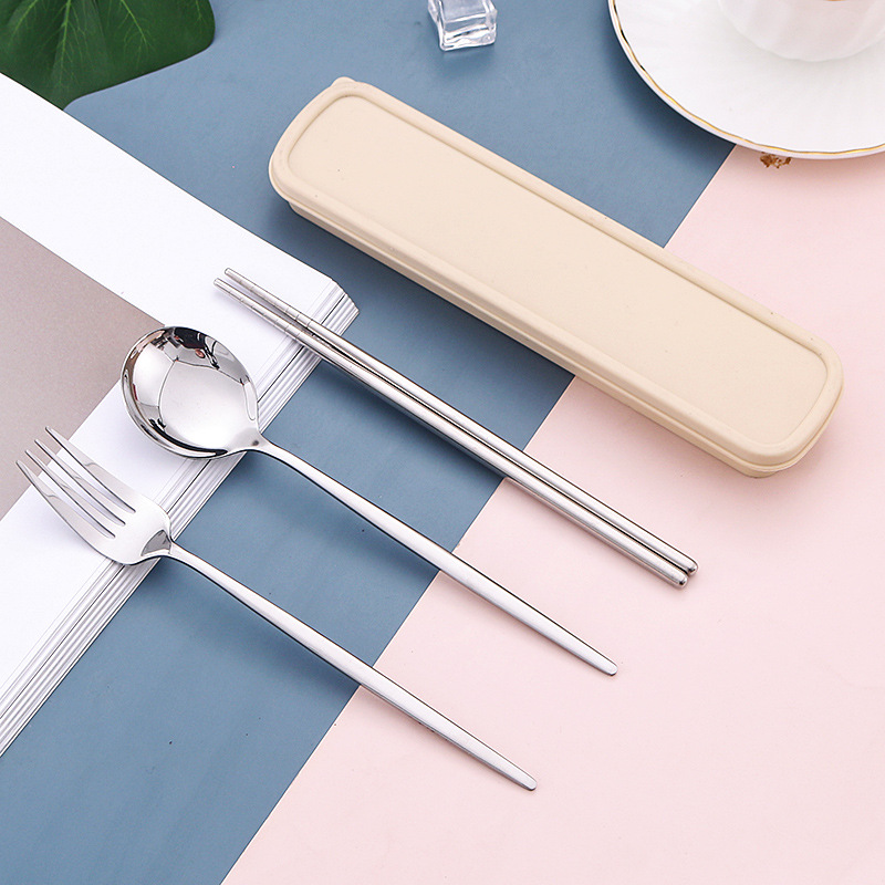 Portable Cutlery Set 4pcs Stainless Steel Silverware Set with Case for  Lunch Box Reusable Travel Camping Flatware Set Personal - AliExpress