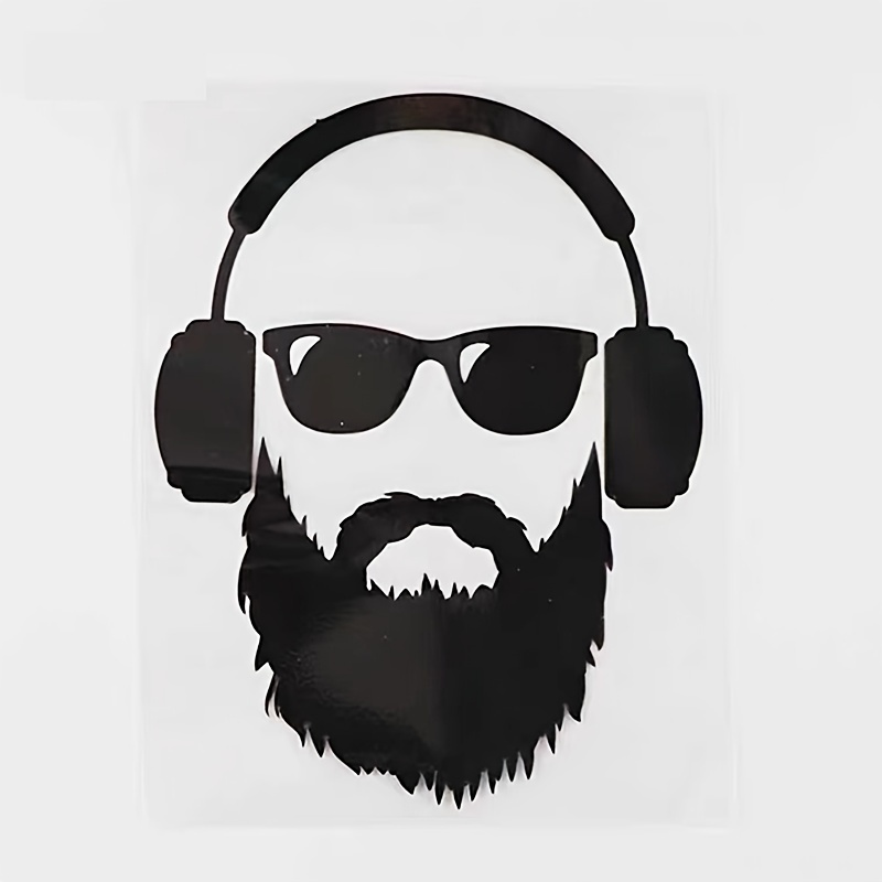 

Bearded Man With Headphone Sticker Car Sticker, Vinyl Waterproof Car Decoration Stickers Decals For Cars Trucks, , Laptops, Wall Decor Accessories