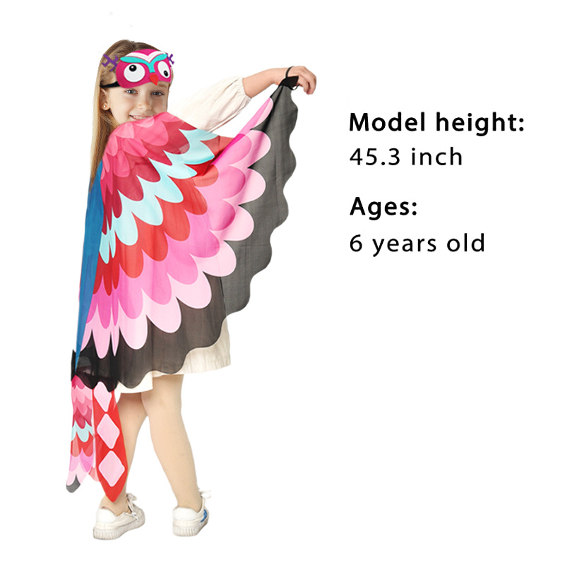 Deago Bird Costume Wings for Kids with Mask Boys Girls Parrot Owl Dress Up  Halloween Costumes Party Favors, Pink 