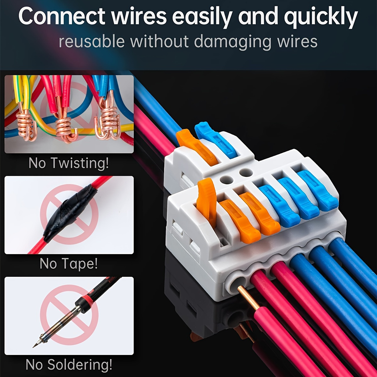 Conector rápido sin herramientas para cable eléctrico 10 unidades