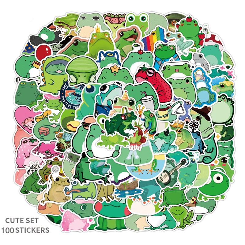 50 Pieces Frog Stickers Cartoon Vinyl Waterproof Stickers for Laptop,Guitar,Motorcycle,Bike,Skateboard,Luggage,Phone,Hydro Flask, Gift for Kids Teen