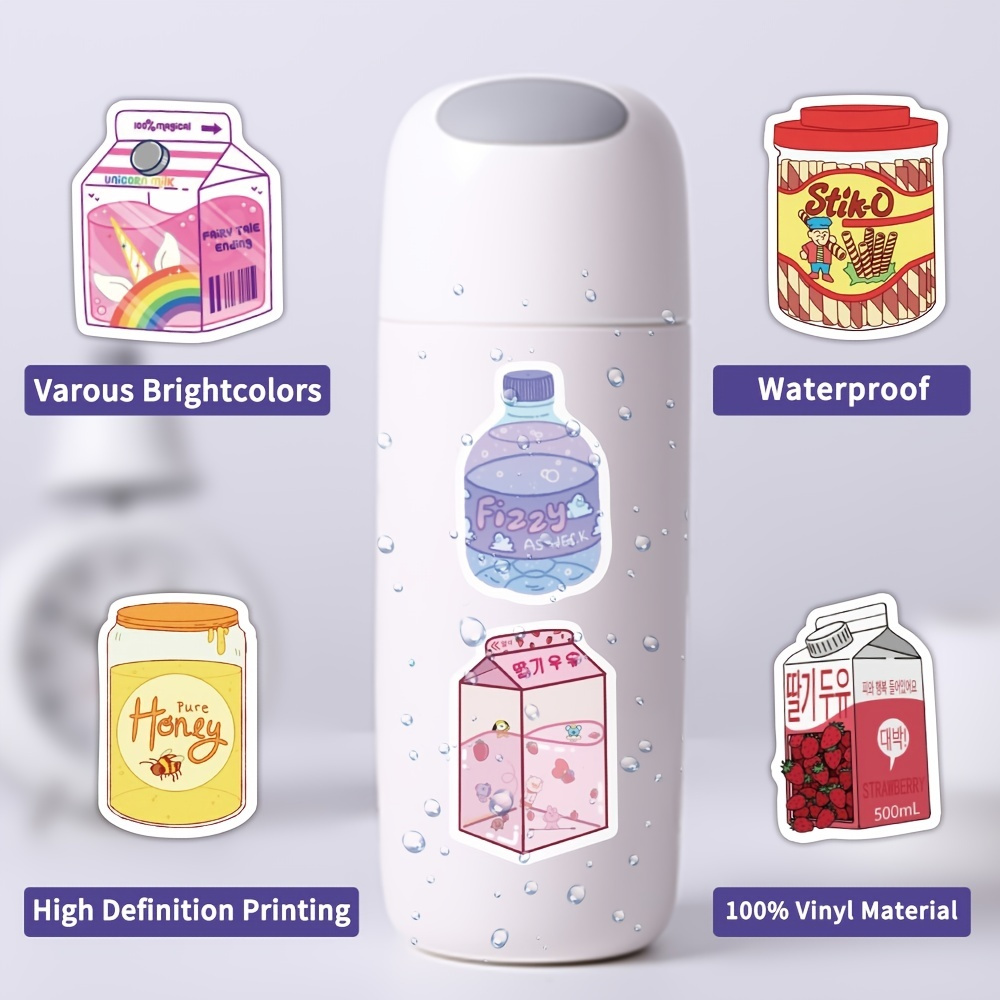 YOKSAS Kawaii Summer Flavored Juice Drink Girl Stickers for DIY Water  Bottles Laptop,50PCS Cartoon Beverage Aesthetic Decal for Cellphone  Computer