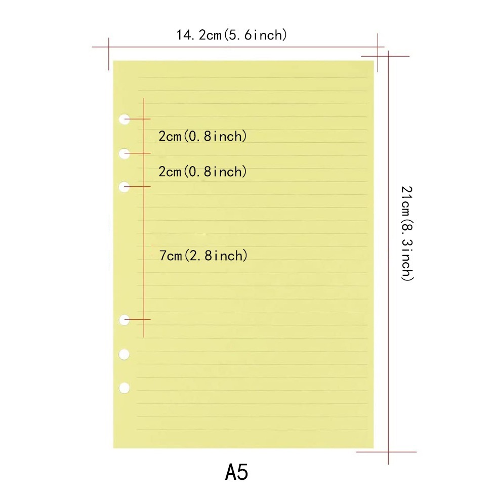 A5/a6 Colorful 6 hole Punched Ruled Refills Inserts For - Temu