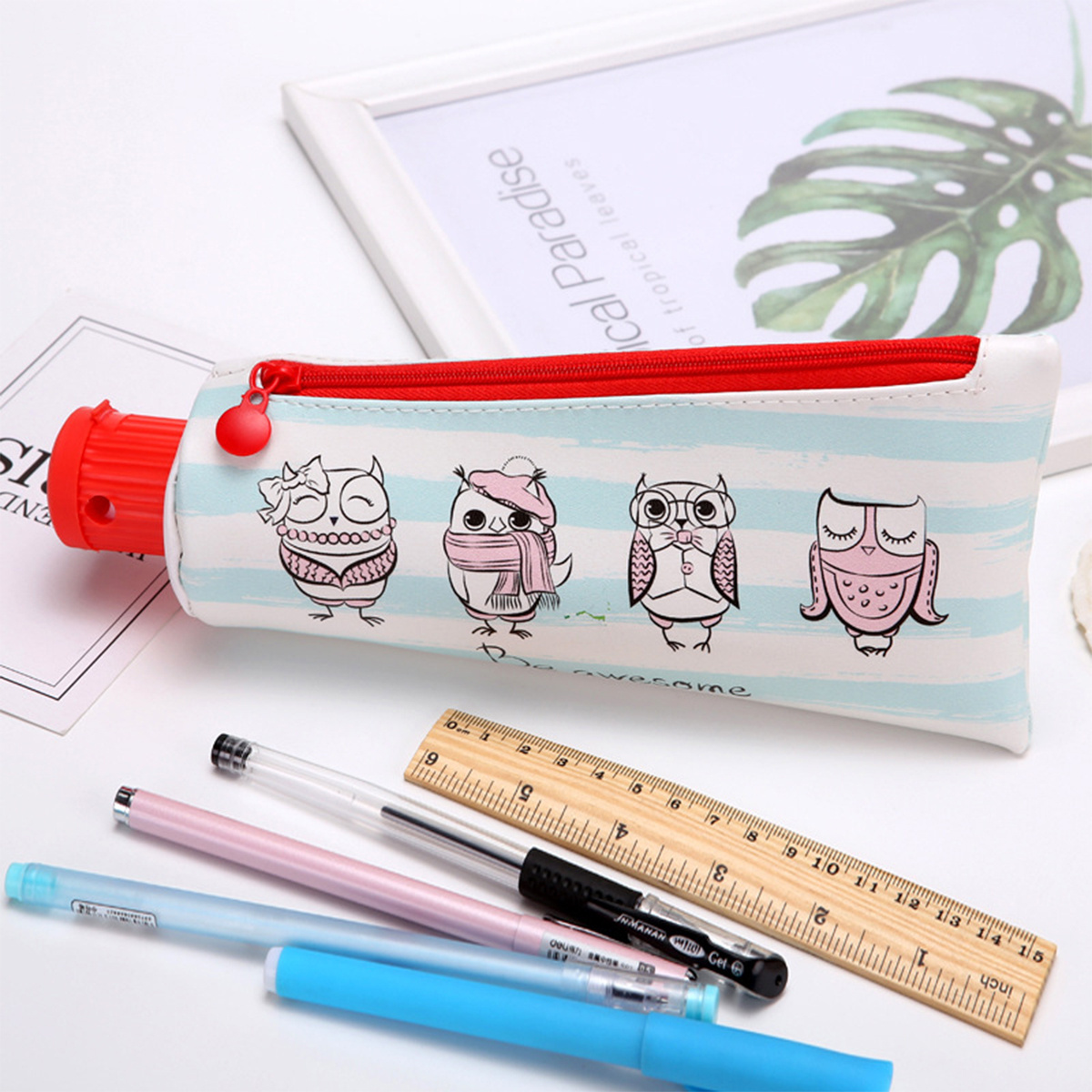 1pc Color Toothpaste Shape Pencil Case With Pencil Sharpener - Temu