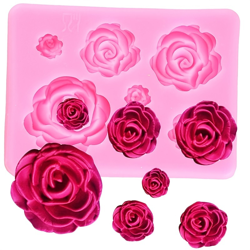 

1pc Rose Flower Silicone Mold, Diy Wedding Cupcake Cake Silicone Mold, Chocolate Gummy Mold, Candy Resin Mold