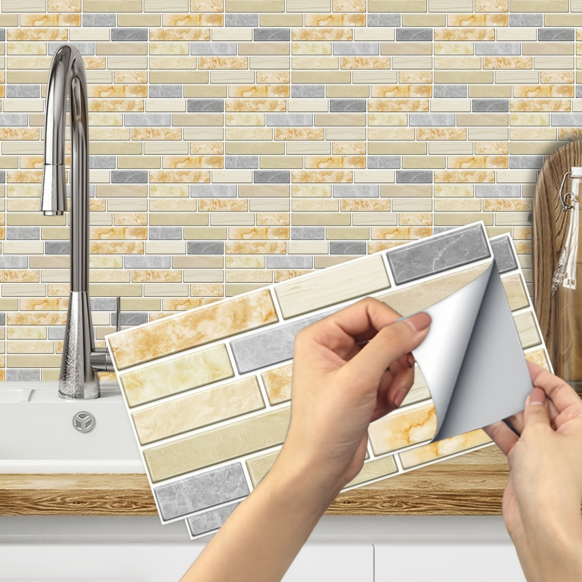 Bathroom Wall Tile Stick Marble Temu