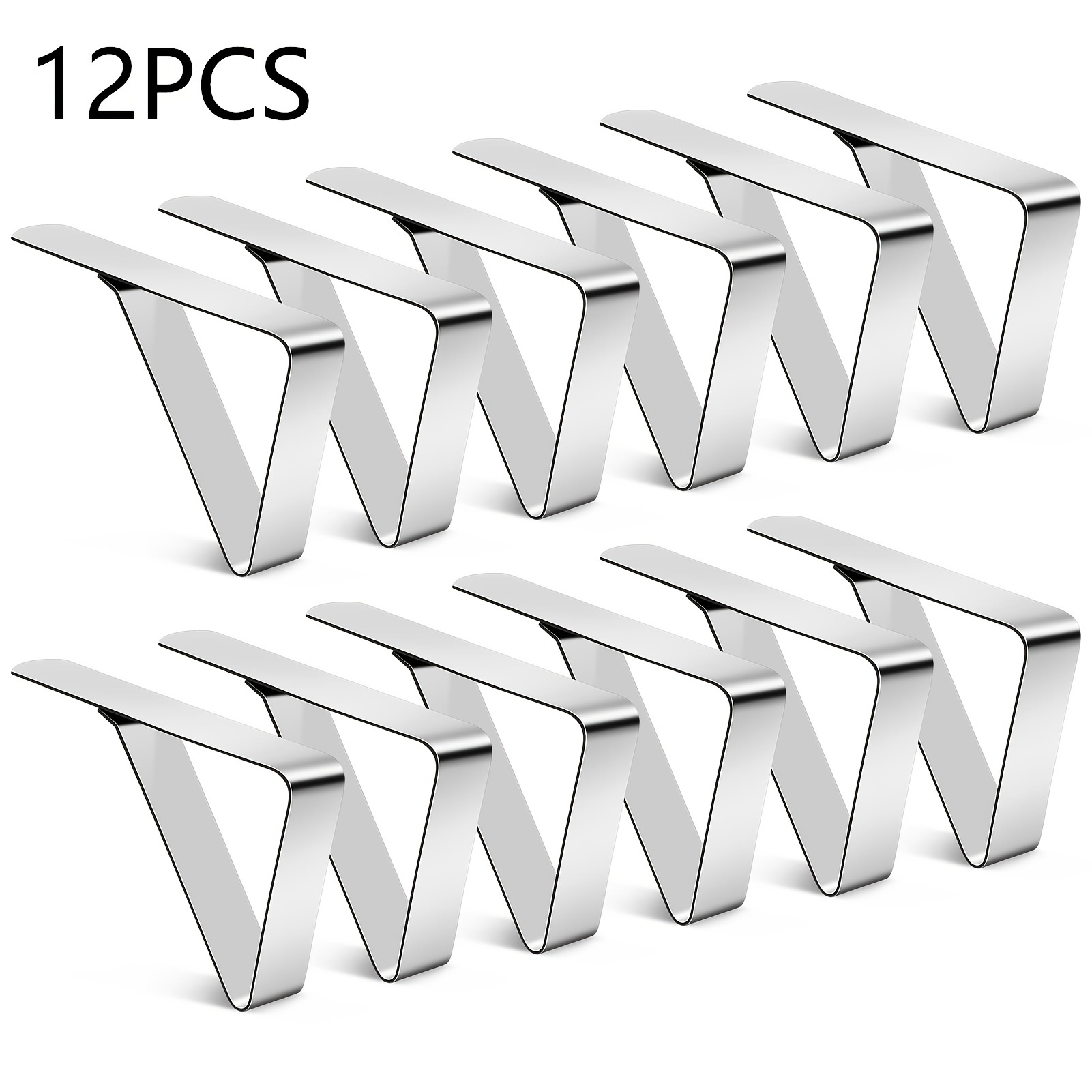 

12-piece Stainless Steel Picnic Table Clips: Keep Your Tablecloth Secure For Outdoor Parties, Camping, And Weddings