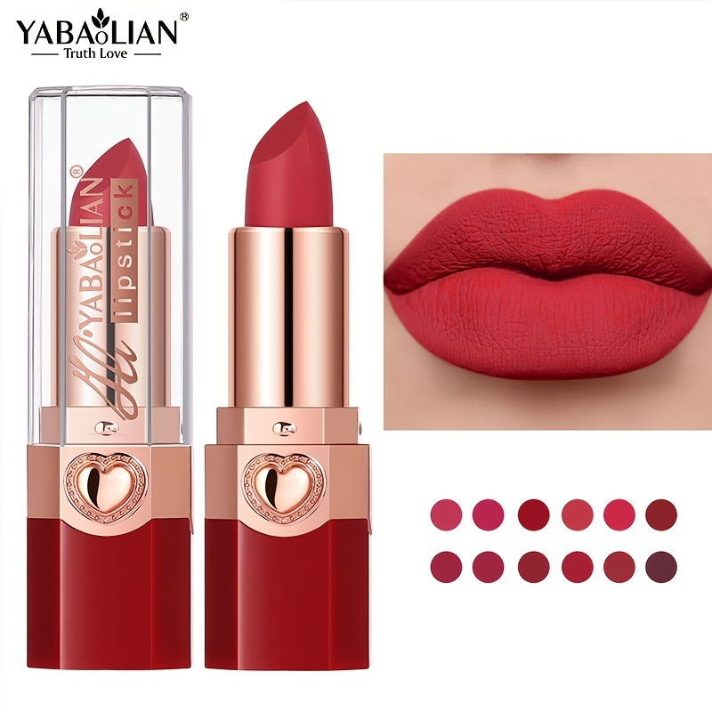 

12-color Lipsticks, Long Lasting Waterproof High Pigmented Color Rendering Matte Finish Cosmetics For Various Skin Tone