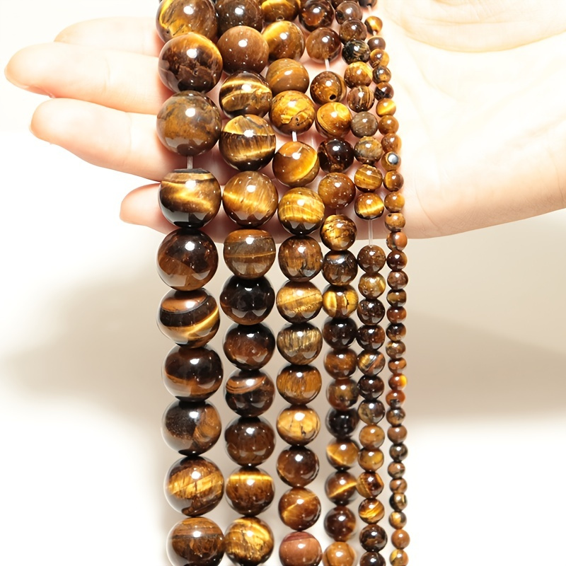 

4/6/8/10/12/14mm Real Natural Tiger Eye Stone Beads Brown Smooth Beads For Artificial Jewelry Making