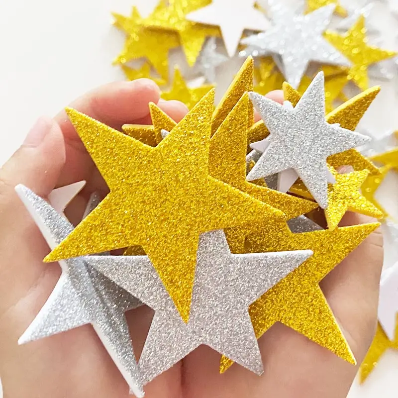 210piece Gold & Silver Glitter Foam Star Shape EVA Self Adhesive Reward  Stickers for DIY Room Birthday Party Decoration Toys - AliExpress
