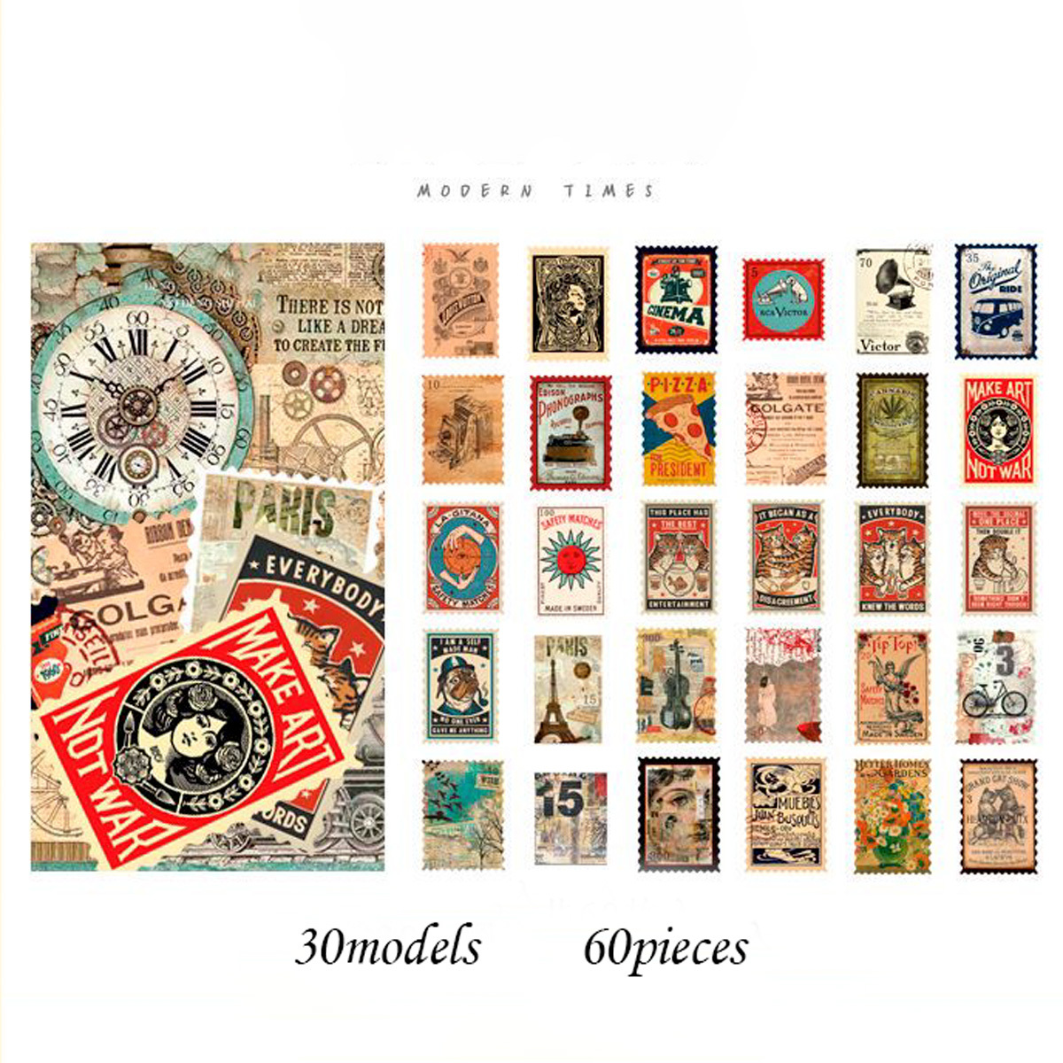 Retro Market DIY Stamp Stickers - 30pcs – CHL-STORE