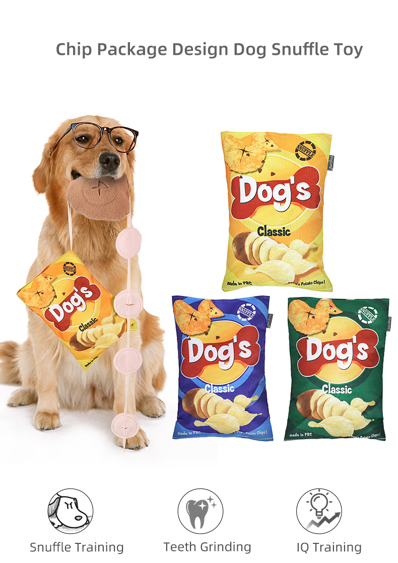 Potato Chip Bag Funny Dog Toys Plush Squeaker Food Toy for Small