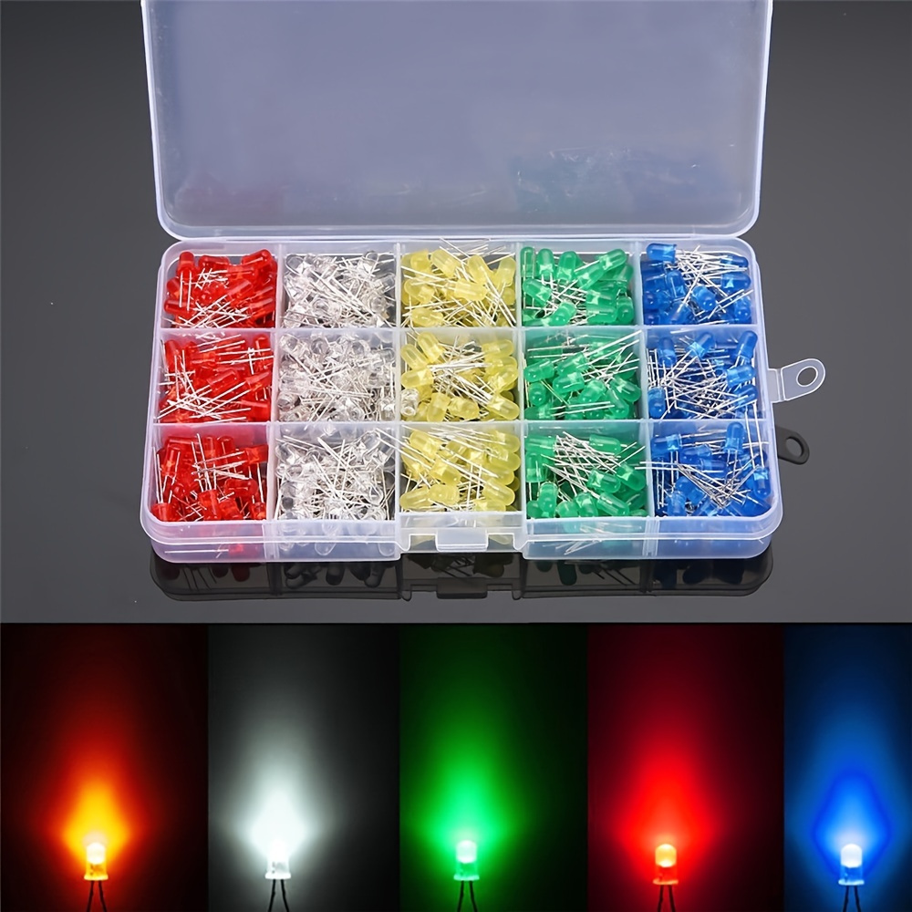 (100 Pcs) MCIGICM 5mm LED Light Diodes, LED Circuit Assorted Kit for  Science Project Experiment (Multi-Colored - 5 Color)