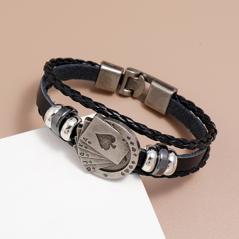 Comercio Electrónico Transfronterizo Joyería Punk Europea y Americana Pulsera de Cuero Sintético con Hebilla Vintage Accesorios para Muñequera