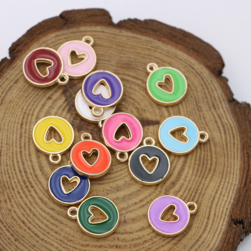 Mix Lot Gold Plated Enamel Heart Charms For Jewelry Making - Temu