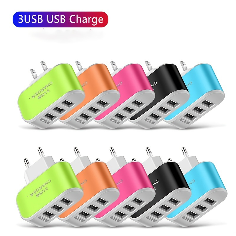 

10w Candy Color 3 Usb Ports Wall Home Charging Adapter With Indicator For Android Smartphones Tablets