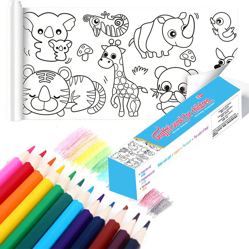 Children's Drawing Roll DIY Sticky Color Filling Paper Coloring Paper Roll  For Kids DIY Painting Drawing Early Educational L3A1