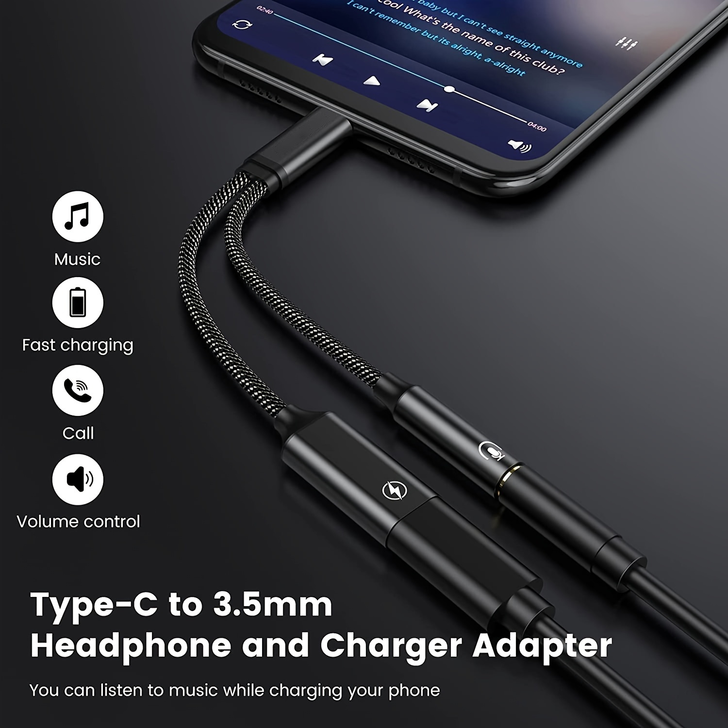 Usb C To 3 5 Mm Headphone Adapter And Charging 2 In 1 Type C Audio Aux