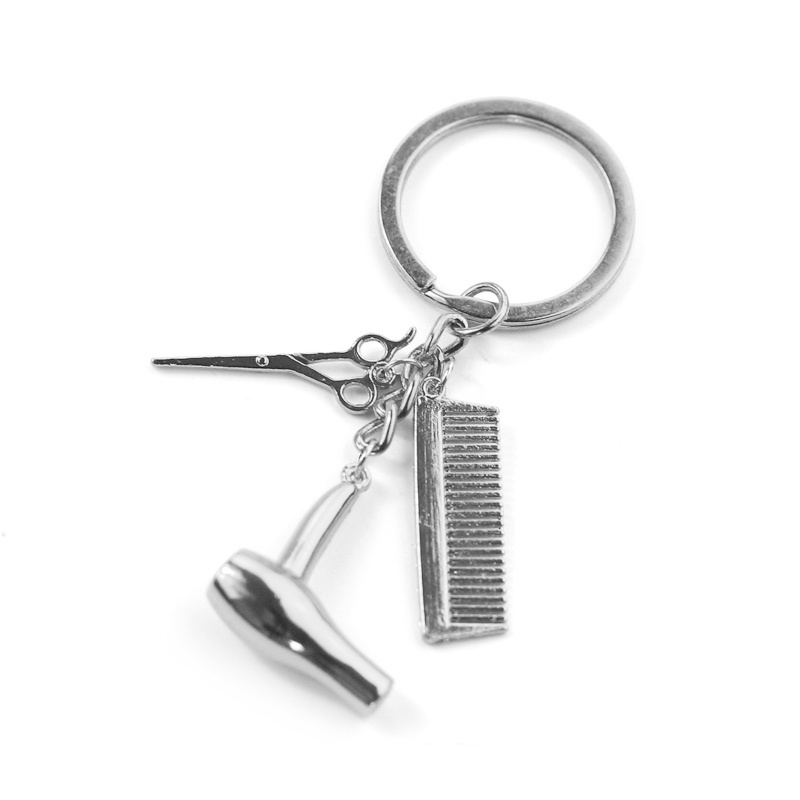 keusn hairdressing scissors, hair dryer, comb, keychain w