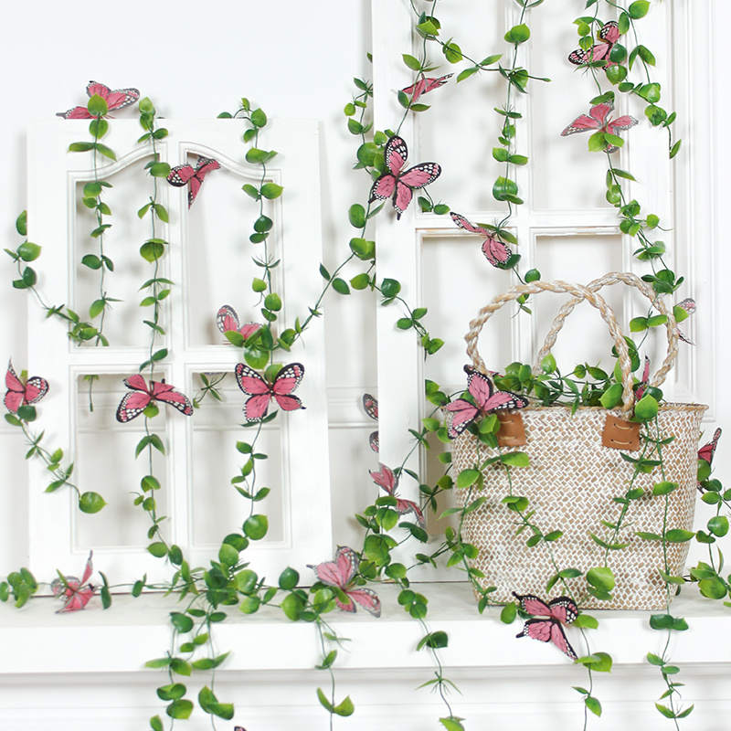 Green Artificial Hanging Vine With Butterfly Artificial Ivy - Temu